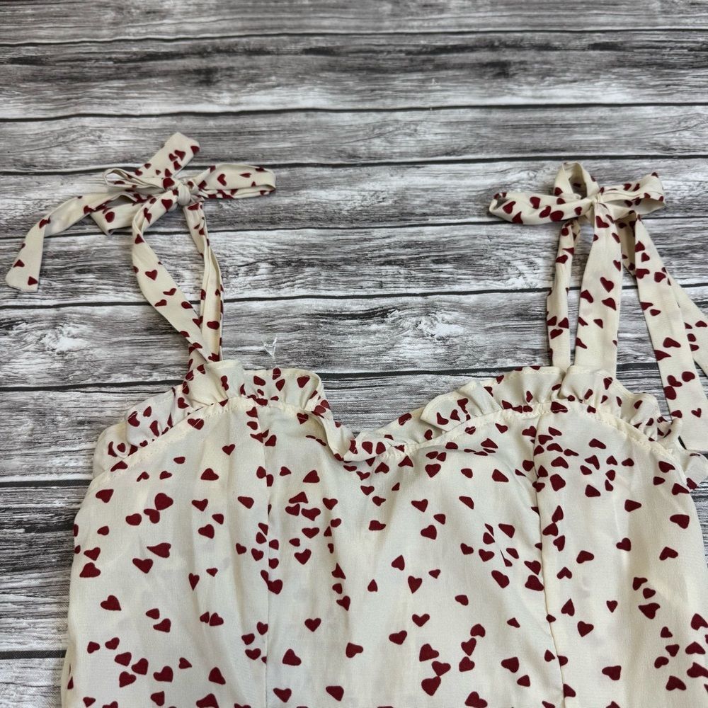 Heart Print Sweetheart Neck Tie Shoulder Dress Women’s Size S - Picture 3 of 13